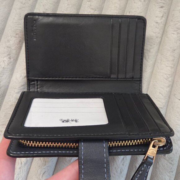 Coach Medium Corner Zip Wallet in Signature Debossed Patent Leather Charcoal - Picture 8 of 8